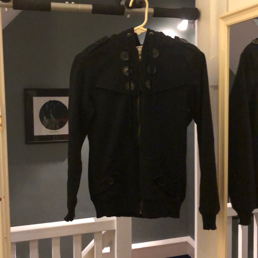 Black hoodie with buttons